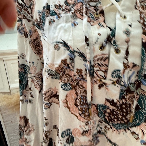 Chico's Multicolor Floral Lace-Up Blouse - Picture 2 of 7